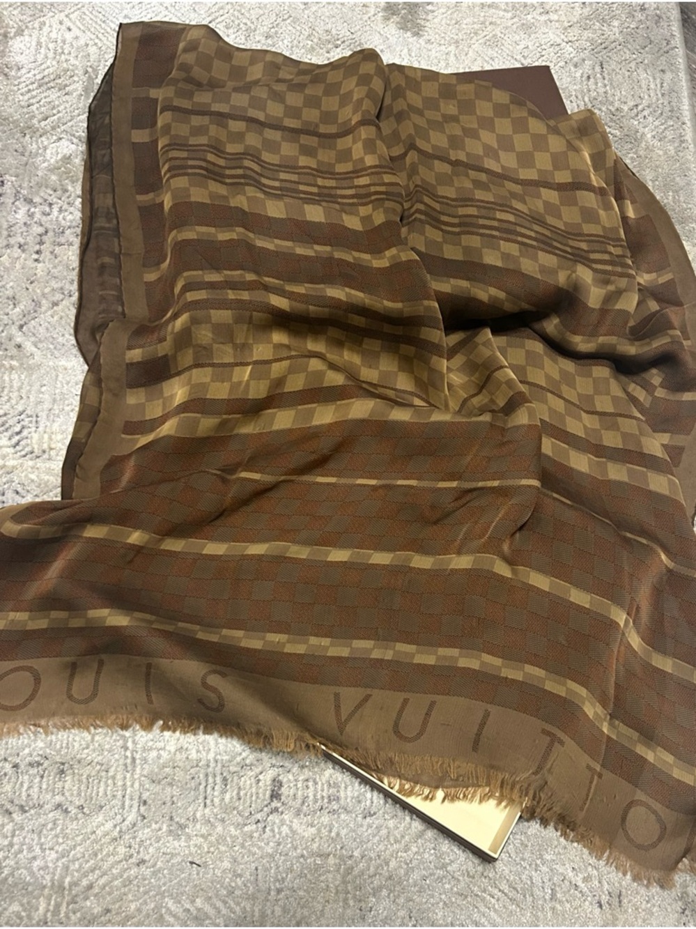 Vintage Louis Vuitton Brown Damier Scarf